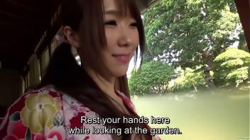 Subtitled uncensored Japanese Hitomi Oki foreplay in ryokan